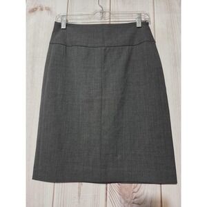 Theory Skirt Womens 0 Gray Wool Blend Side Zip Pleat Pencil‎ Workwear Office